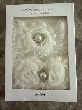 Miss to Mrs Lace Wedding Garter Set - Pearl Rhinestone and Lace